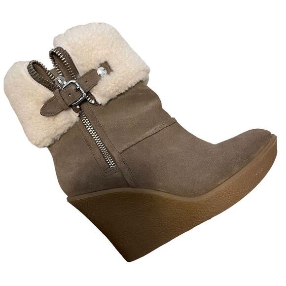 Coach Shearling Lined Platform Wedge Boots Size 7 NEW - Picture 1 of 6